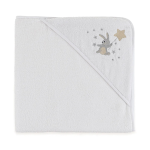 Toalha Banho com Capuz Baby Luna Branco Trussardi