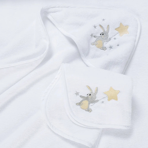 Toalha Banho com Capuz Baby Luna Branco Trussardi