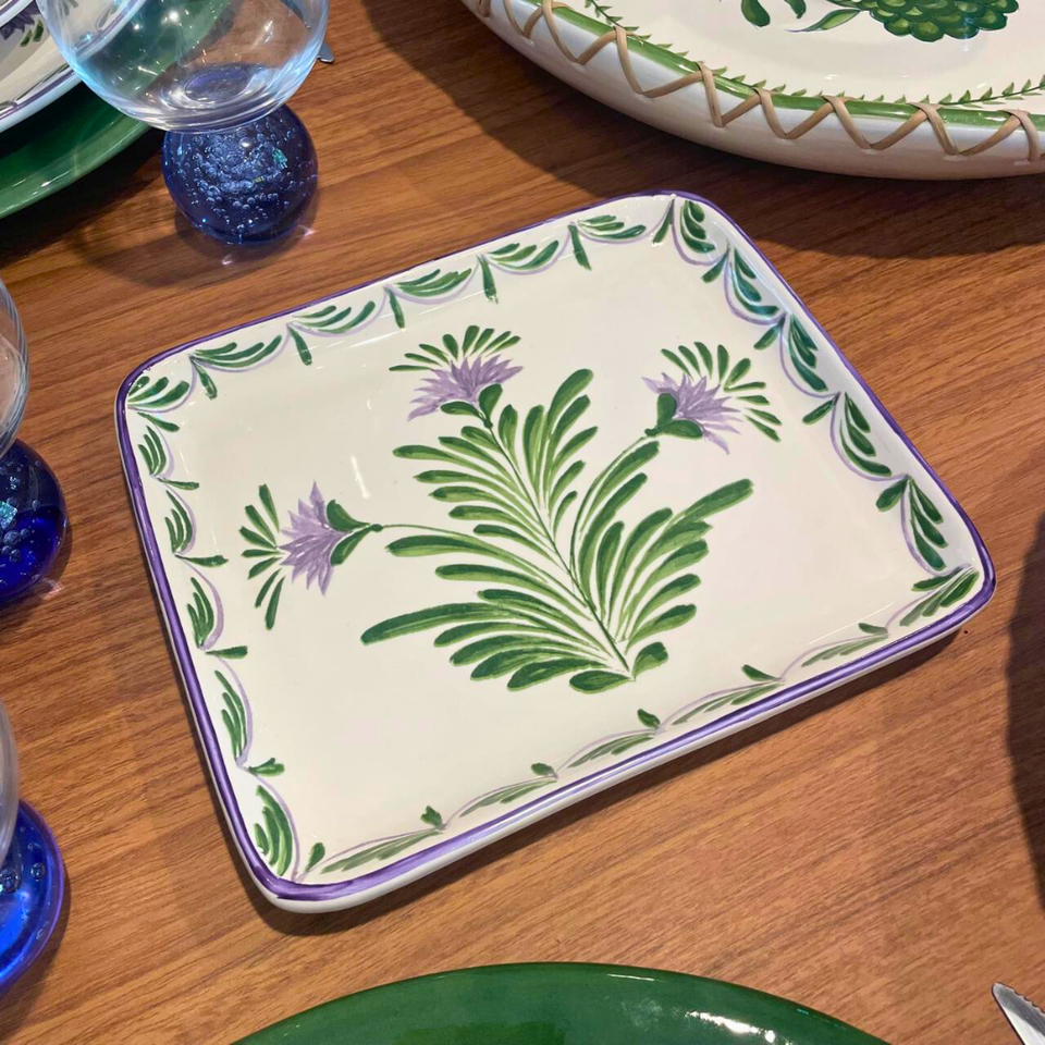 Suporte Raso Cerâmica Grande Flor de Alcachofra