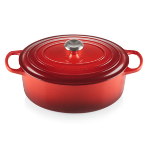 Panela Le Creuset Oval Signature Vermelho com Pegador Prata 13,9L 40cm