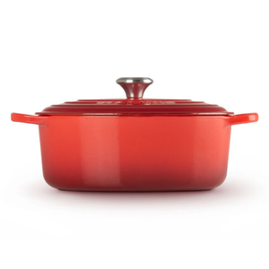 Panela Le Creuset Oval Signature Vermelho com Pegador Prata 13,9L 40cm