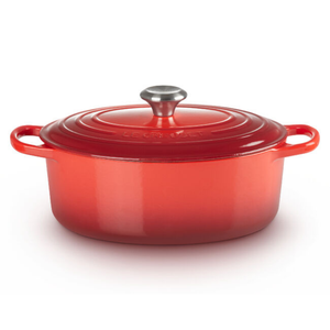 Panela Le Creuset Oval Signature Vermelho com Pegador Prata 13,9L 40cm