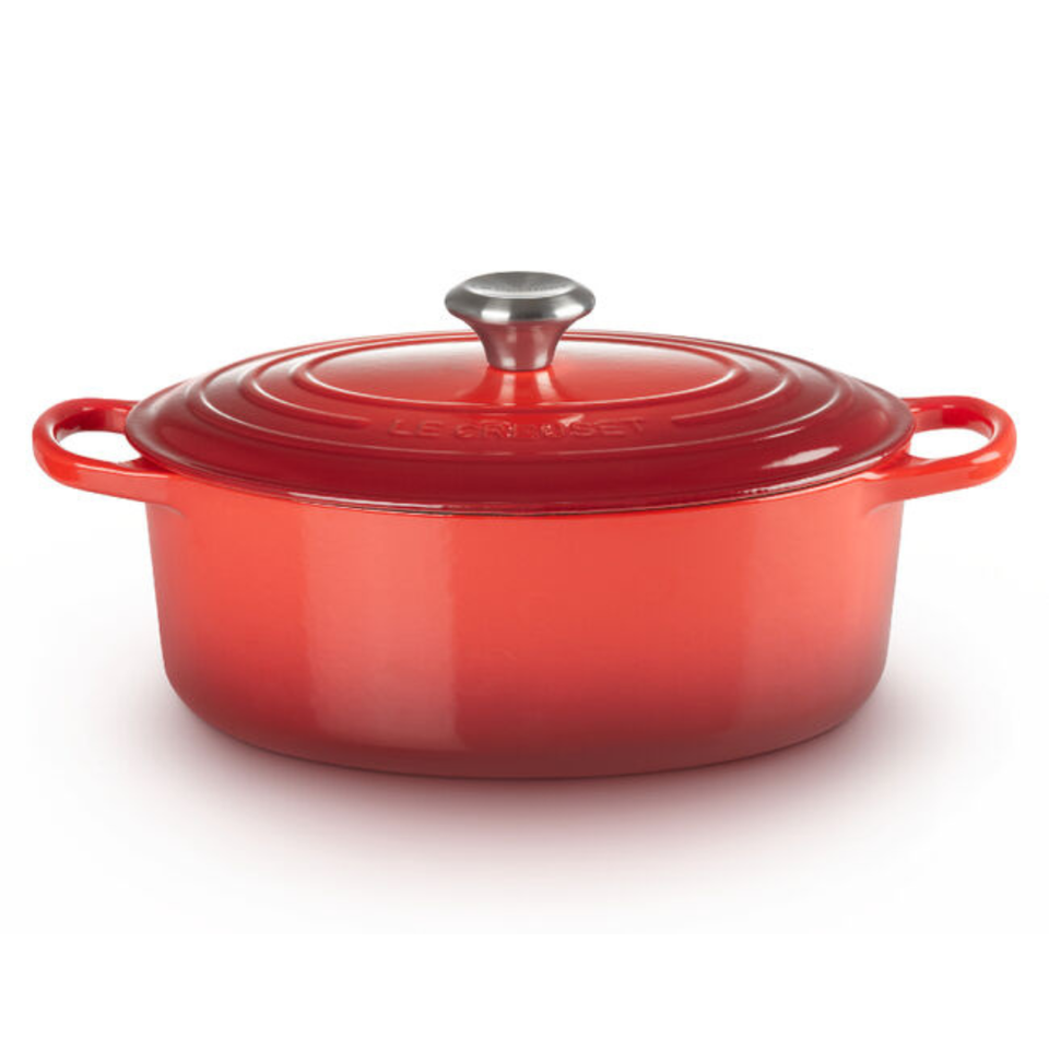Panela Le Creuset Oval Signature Vermelho com Pegador Prata 13,9L 40cm