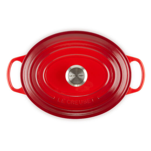 Panela Le Creuset Oval Signature Vermelho com Pegador Prata 13,9L 40cm