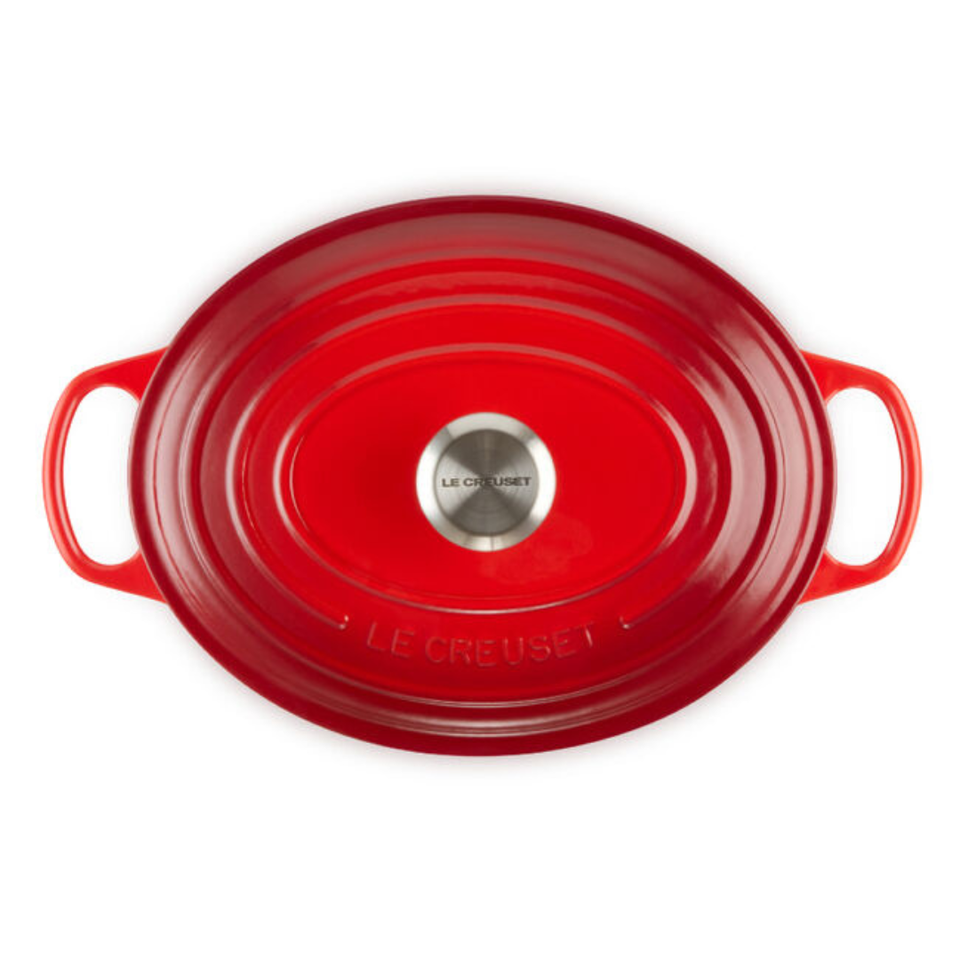 Panela Le Creuset Oval Signature Vermelho com Pegador Prata 13,9L 40cm
