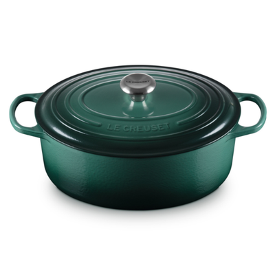 Panela Le Creuset Oval Signature Artichaut com Pegador Prata 13,9L 40cm