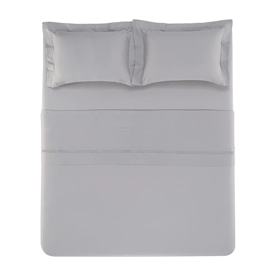 Jogo de Cama Marconi Queen 4 Pçs 300 Fios 100% Algodão Egípcio Marmo Platino Trussardi