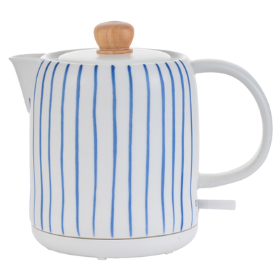 Chaleira Elétrica Porcelana Elegance Listrada Branca / Azul 1L 127V Tuut