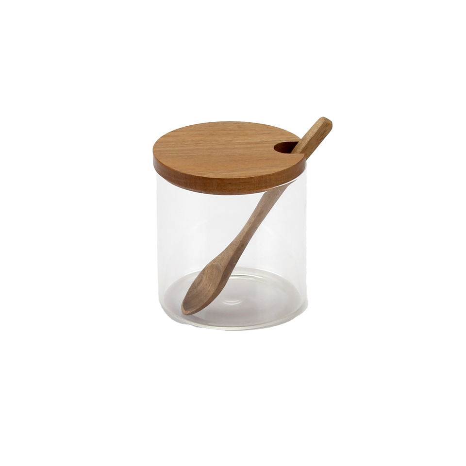 Pote Borosilicato Tampa e Colher Madeira Tuut