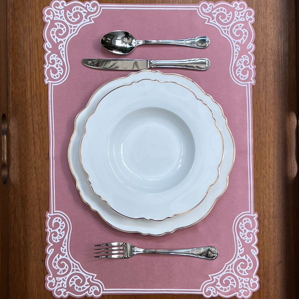 Jogo Americano Retangular Cetim Arabesco Rose 35x50cm