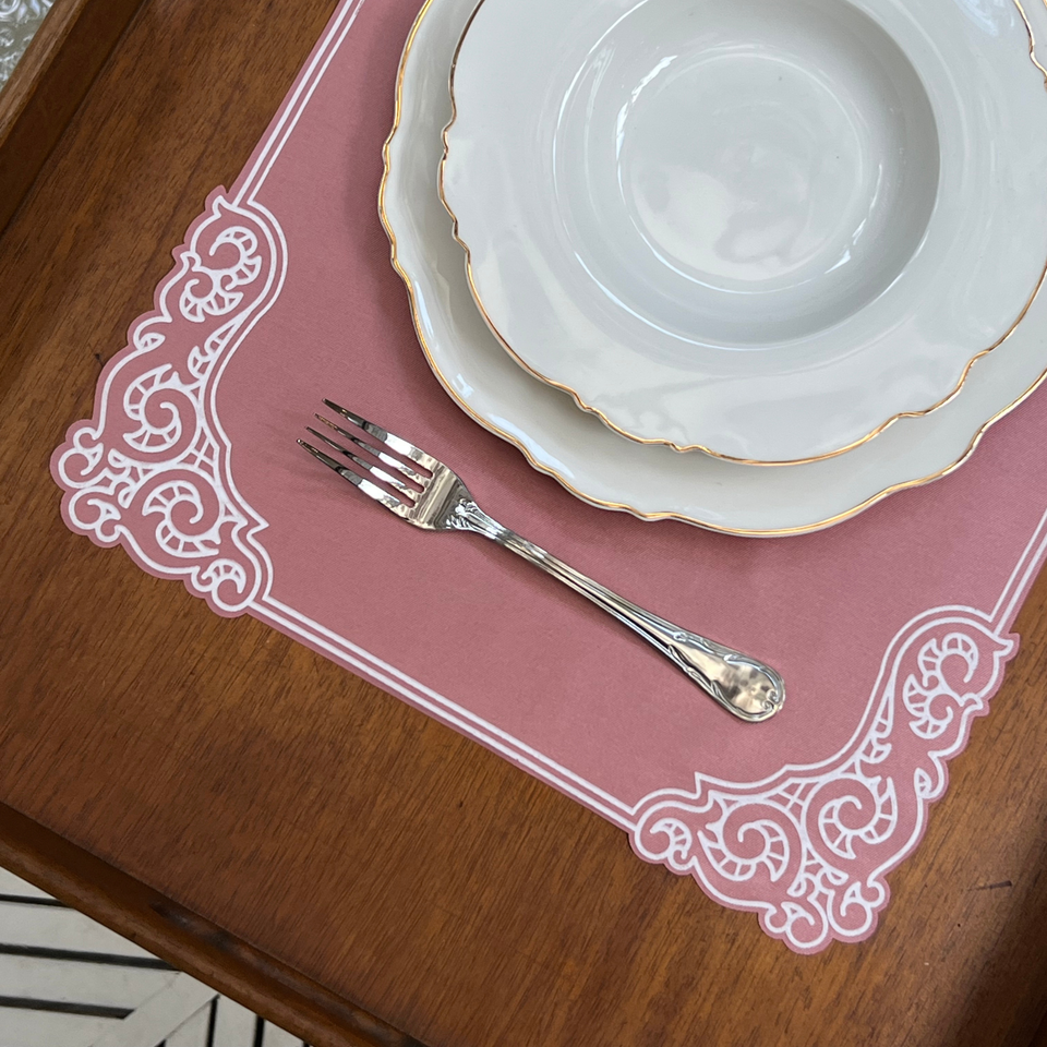 Jogo Americano Retangular Cetim Arabesco Rose 35x50cm