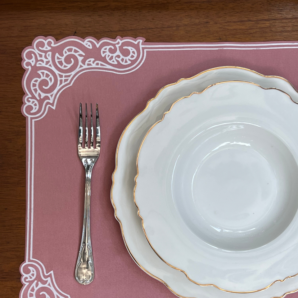 Jogo Americano Retangular Cetim Arabesco Rose 35x50cm