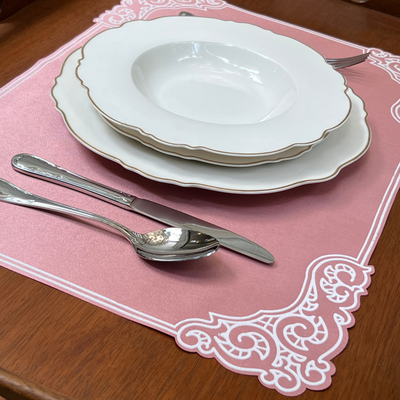 Jogo Americano Retangular Cetim Arabesco Rose 35x50cm