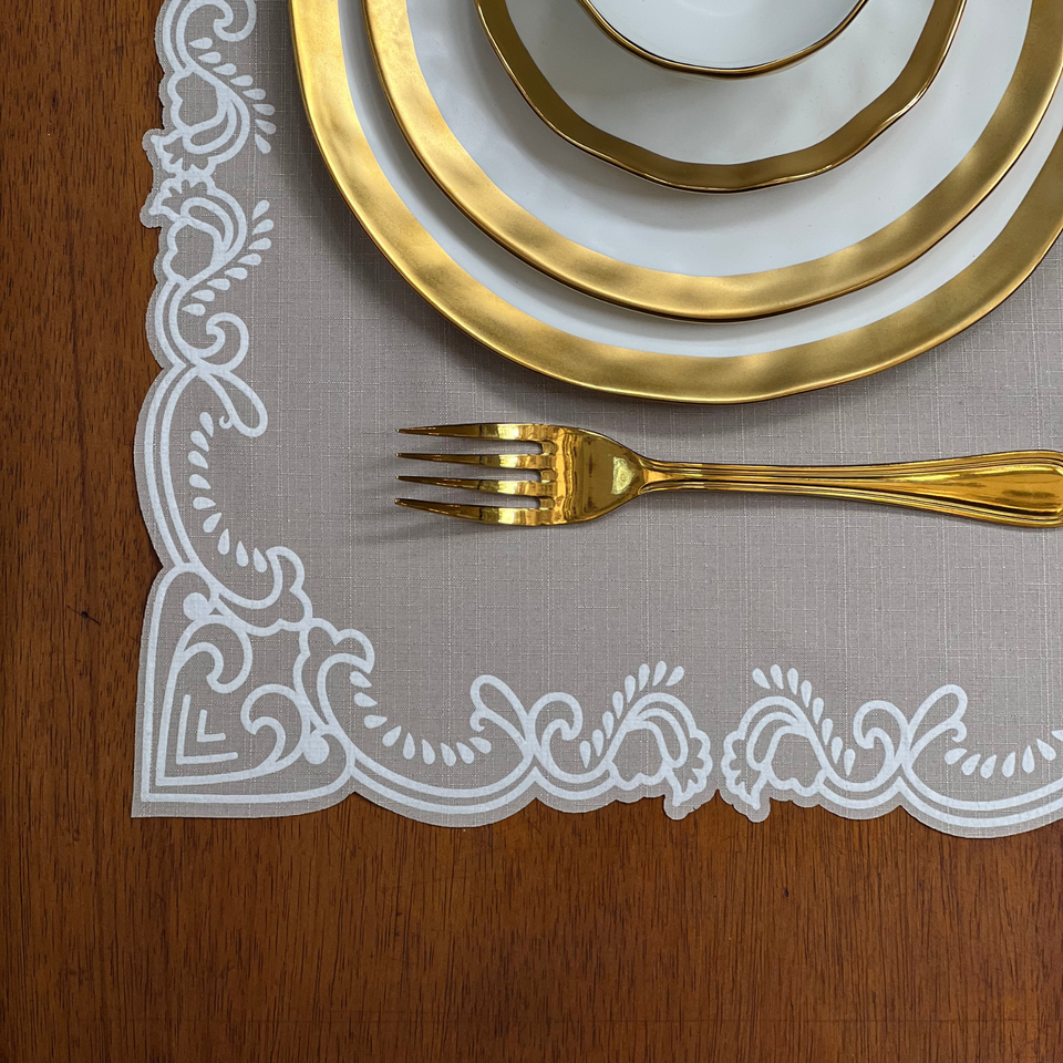 Jogo Americano Retangular Gregas Off White 35x50cm