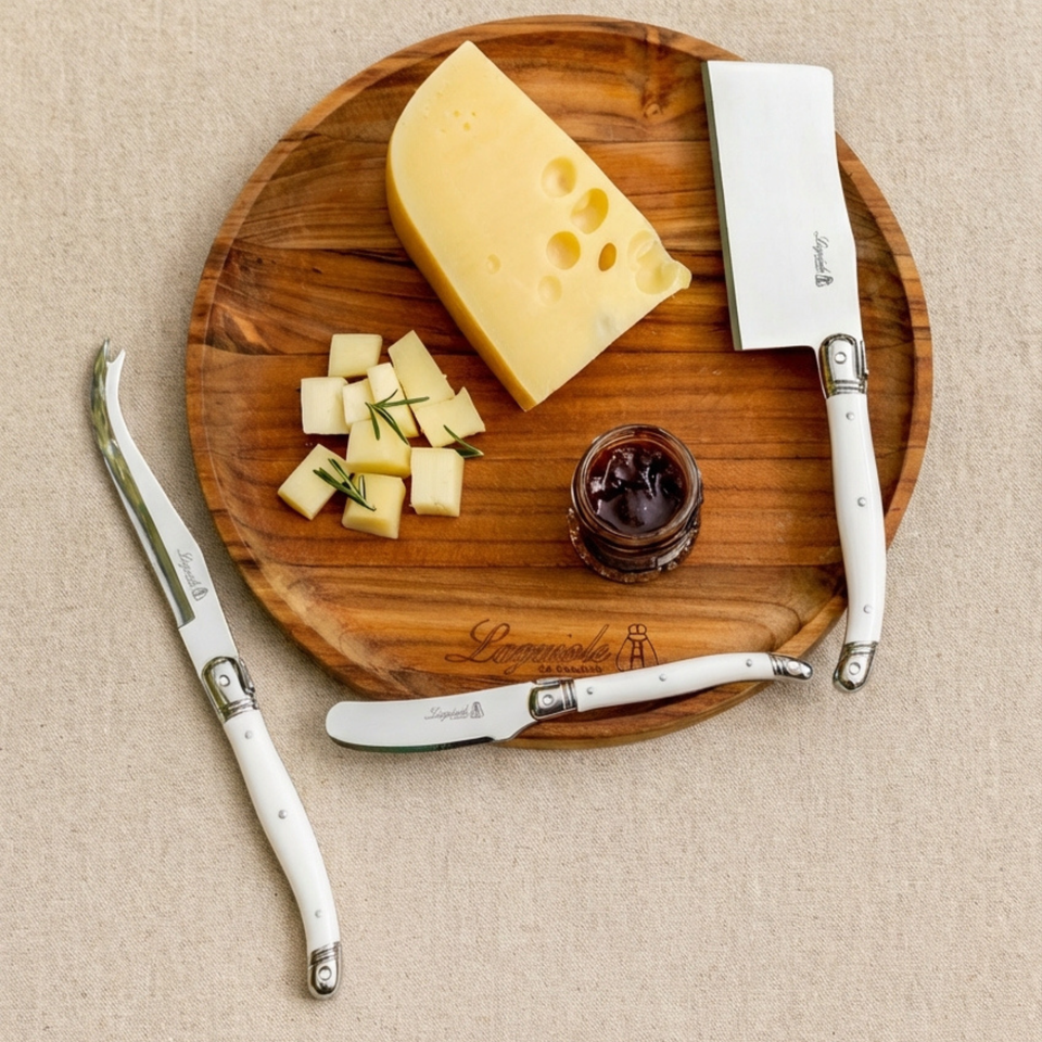 Kit com 3 Facas para Queijo Luxo Branco Laguiole La Maison