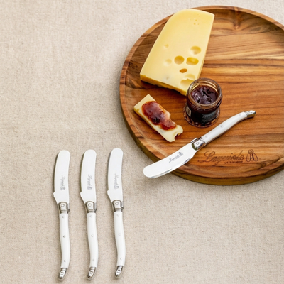 Kit com 4 Espátulas para Patê Luxo Branco Laguiole La Maison