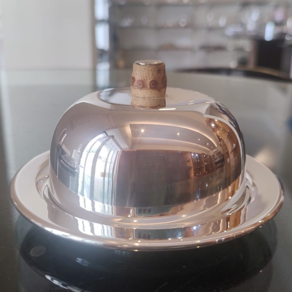 Manteigueira Prata com Detalhe Bambu Shefield Plate