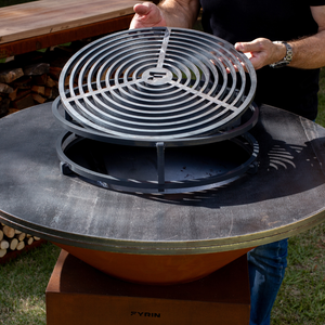 PRÉ-VENDA: Grelha F e Suporte Elevado Aço Carbono Fyrin