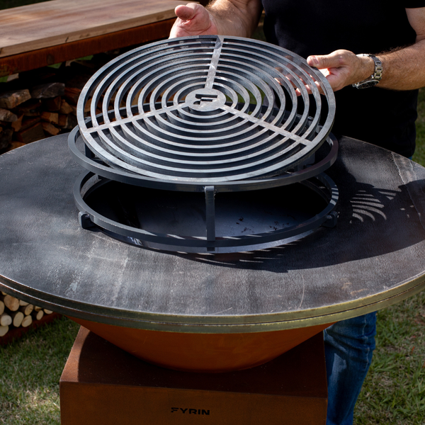 PRÉ-VENDA: Grelha F e Suporte Elevado Aço Carbono Fyrin