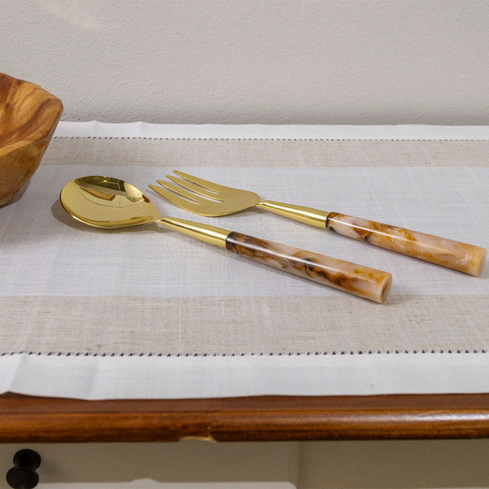 Conjunto 2 Talheres Salada Garbo Calacatta Gold