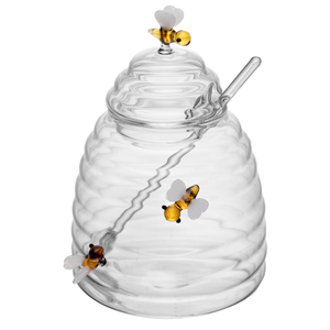 Açucareiro Vidro com Colher e Tampa Lovely Bee 500ml