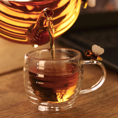 Conjunto 2 Xícaras de Café Vidro Parede Dupla 80ml Lovely Bee