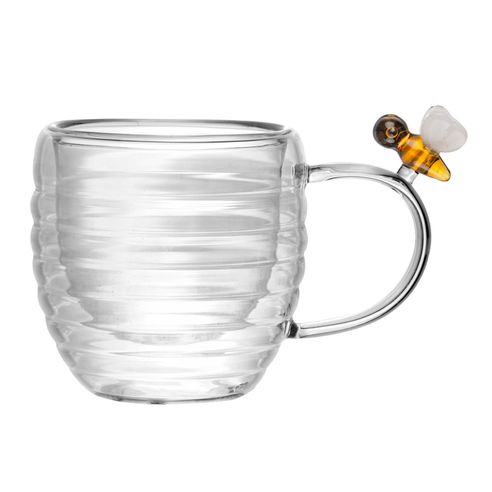 Conjunto 2 Xícaras de Chá Vidro Parede Dupla 180ml Lovely Bee