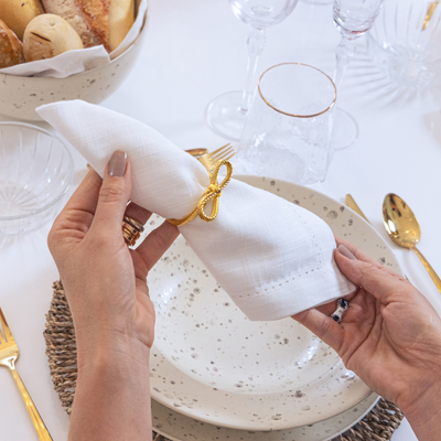 Jogo 4 Anéis para Guardanapos Laço Dourado Wolff
