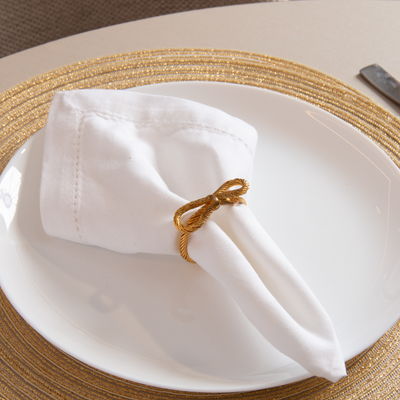 Jogo 4 Anéis para Guardanapos Laço Dourado Wolff