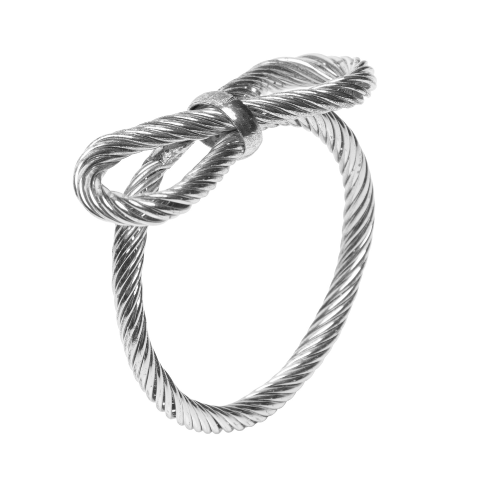 Jogo 4 Anéis para Guardanapos Laço Prateado Wolff