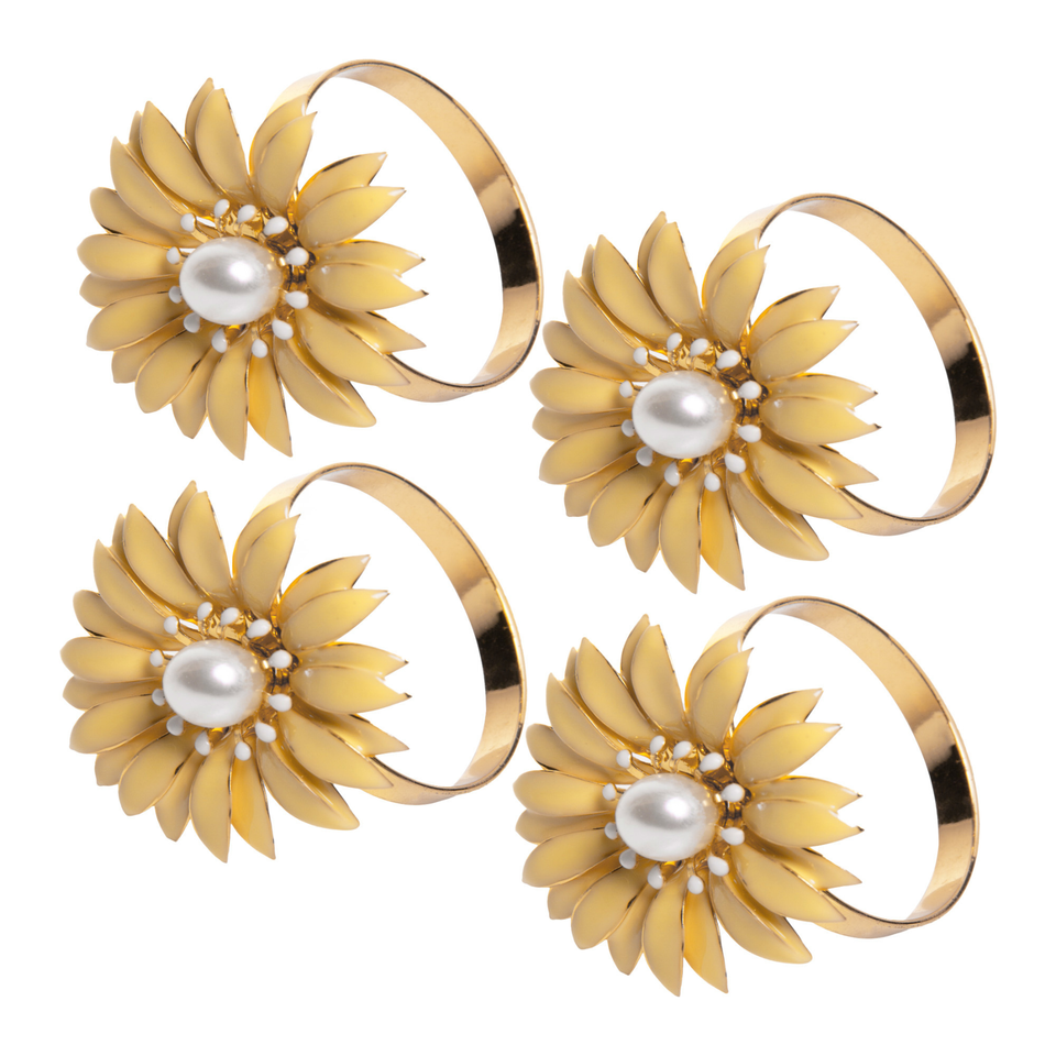 Jogo 4 Anéis para Guardanapos Floratta Amarelo Wolff