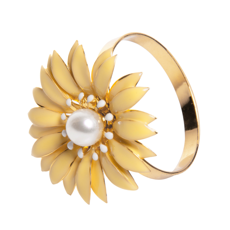 Jogo 4 Anéis para Guardanapos Floratta Amarelo Wolff