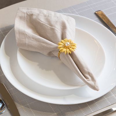 Jogo 4 Anéis para Guardanapos Floratta Amarelo Wolff