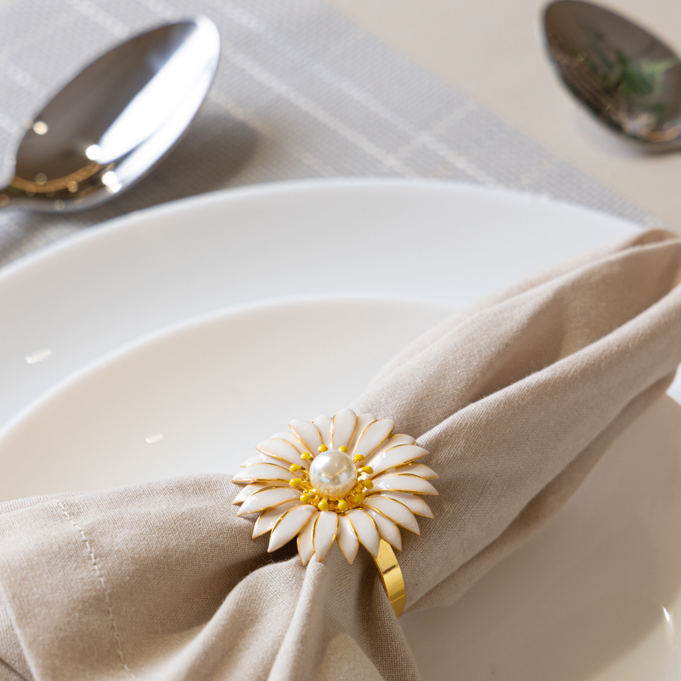 Jogo 4 Anéis para Guardanapos Floratta Branco Wolff