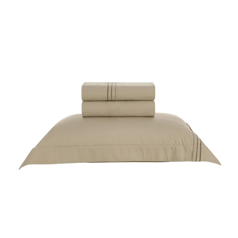 Jogo de Cama Solteiro Menfi 3 Pçs 200 Fios 100% Algodão Creme / Bege Trussardi