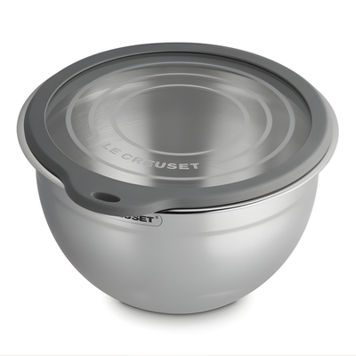 PRÉ-VENDA: Bowl Redondo Mixing Inox Tampa Vidro 27cm Le Creuset