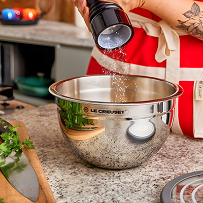 PRÉ-VENDA: Bowl Redondo Mixing Inox Tampa Vidro 27cm Le Creuset