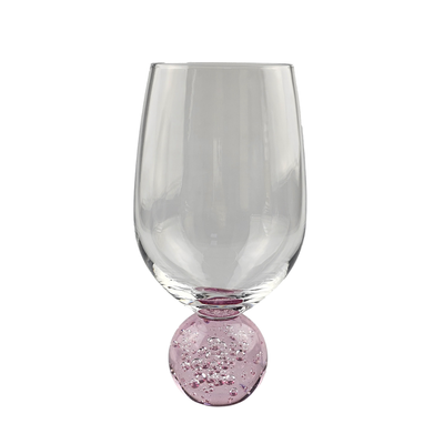 Conjunto 6 Taças de Vidro Transparente base Esfera Rosa Bubble 400ml
