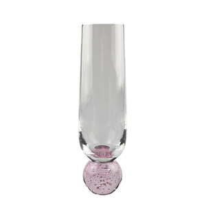 Conjunto Taças Champagne e Água Vidro Transparente Esfera Rosa Bubble (12 peças)