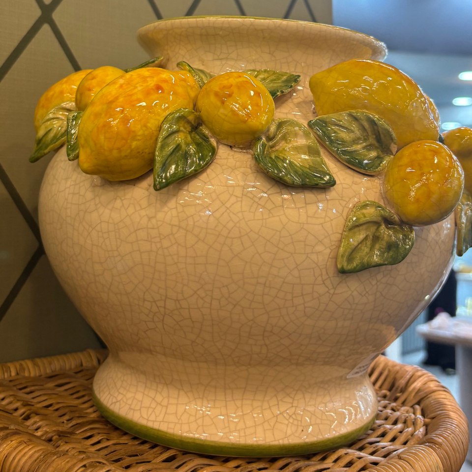 Vaso Cachepot Cerâmica Limão Amalfi