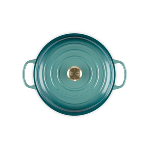 Caçarola Buffet Signature Bleu Riviera com Pegador Dourado 3,5L 30cm Le Creuset