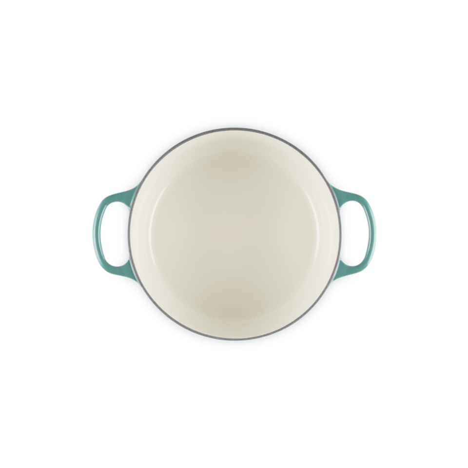 Panela Le Creuset Redonda Signature Bleu Riviera com Pegador Dourado 3,3L 22cm