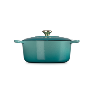 Panela Le Creuset Redonda Signature Bleu Riviera com Pegador Dourado 2,4L 20cm