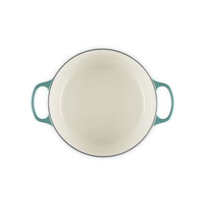 Panela Le Creuset Redonda Signature Bleu Riviera com Pegador Dourado 1,8L 18cm