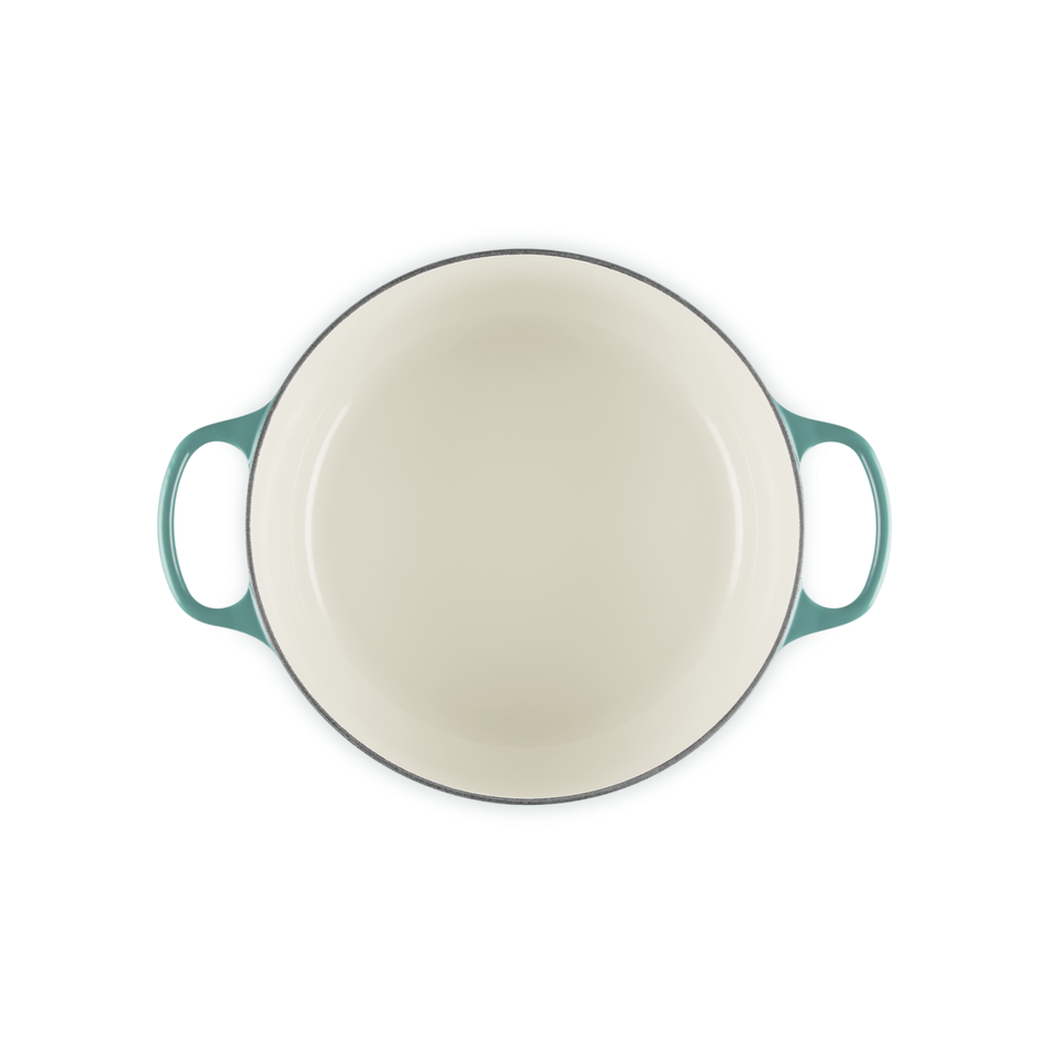 Panela Le Creuset Redonda Signature Bleu Riviera com Pegador Dourado 1,8L 18cm