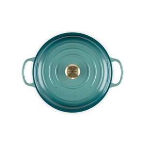 Caçarola Buffet Signature Bleu Riviera com Pegador Dourado 4L 32cm Le Creuset