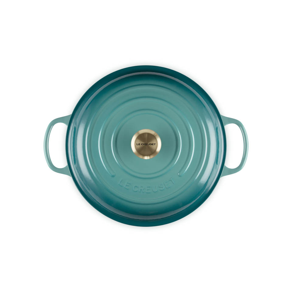 Caçarola Buffet Signature Bleu Riviera com Pegador Dourado 4L 32cm Le Creuset