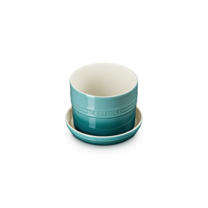 Vaso para Ervas com Bandeja Cerâmica Bleu Riviera 14cm Le Creuset