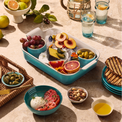 Travessa Retangular Cerâmica Heritage Bleu Riviera 32cm Le Creuset