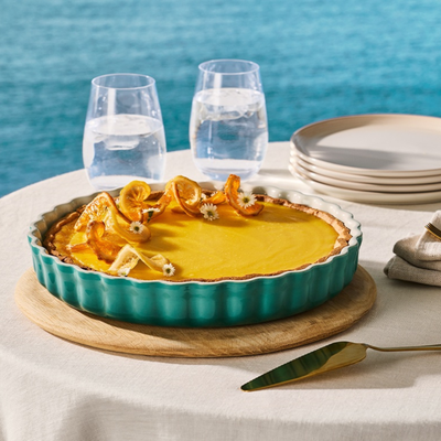 Travessa Canelada Cerâmica 28cm Bleu Riviera Le Creuset